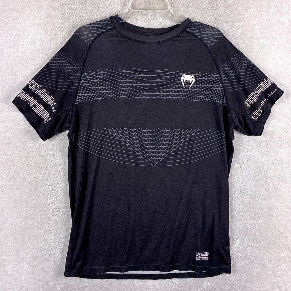 Venum Shirt Mens L Black Performance Rash Guard Grappling Jiu Jitsu MMA BJJ UFC